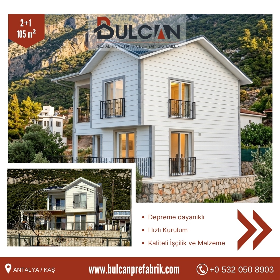 Antalya Kaş 2+1 105 m² Dubleks Çelik Villa Projesi