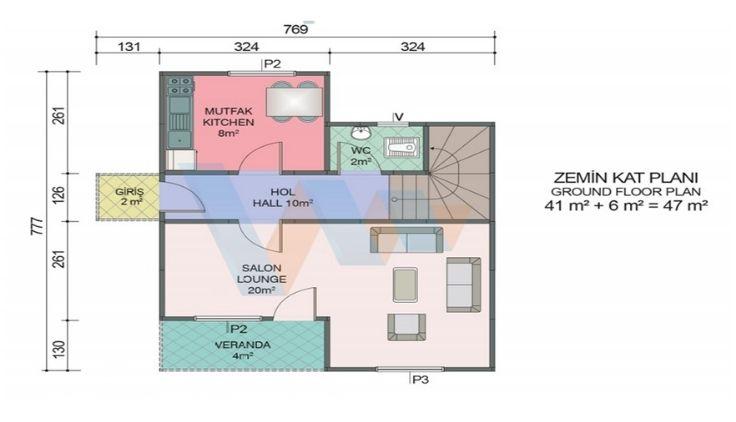 86 m² Dubleks 2+1 Prefabrik Ev görsel 3
