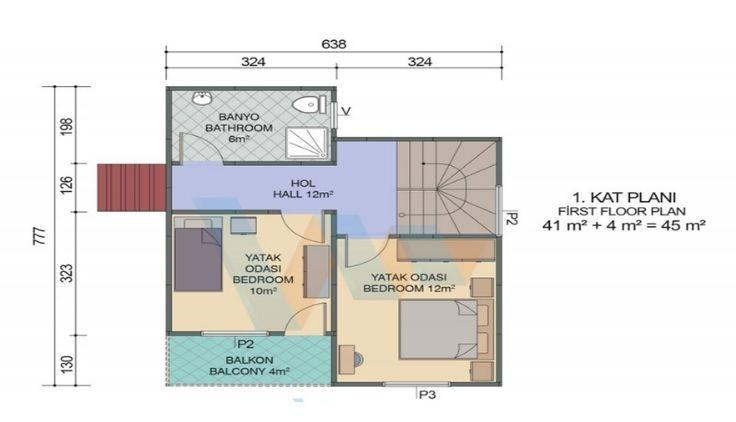 86 m² Dubleks 2+1 Prefabrik Ev son görsel