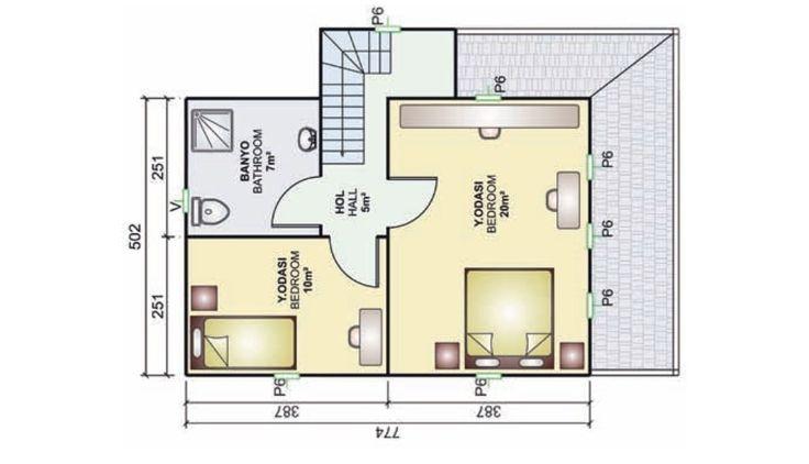 92 m² 3+1 Tek Kat Prefabrik Ev son görsel