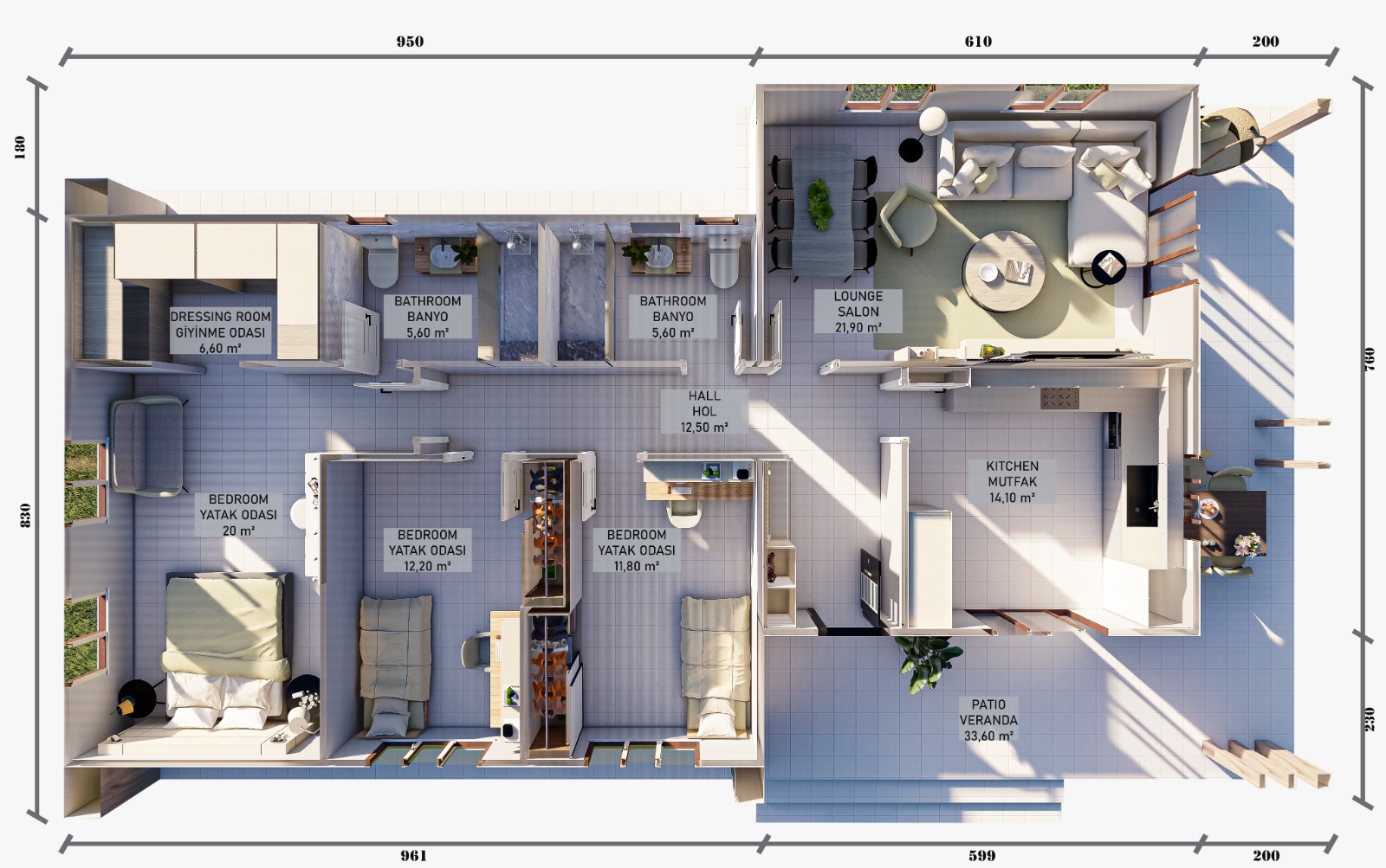 153 m² 3+1 Tek Kat Çelik Ev görsel 4