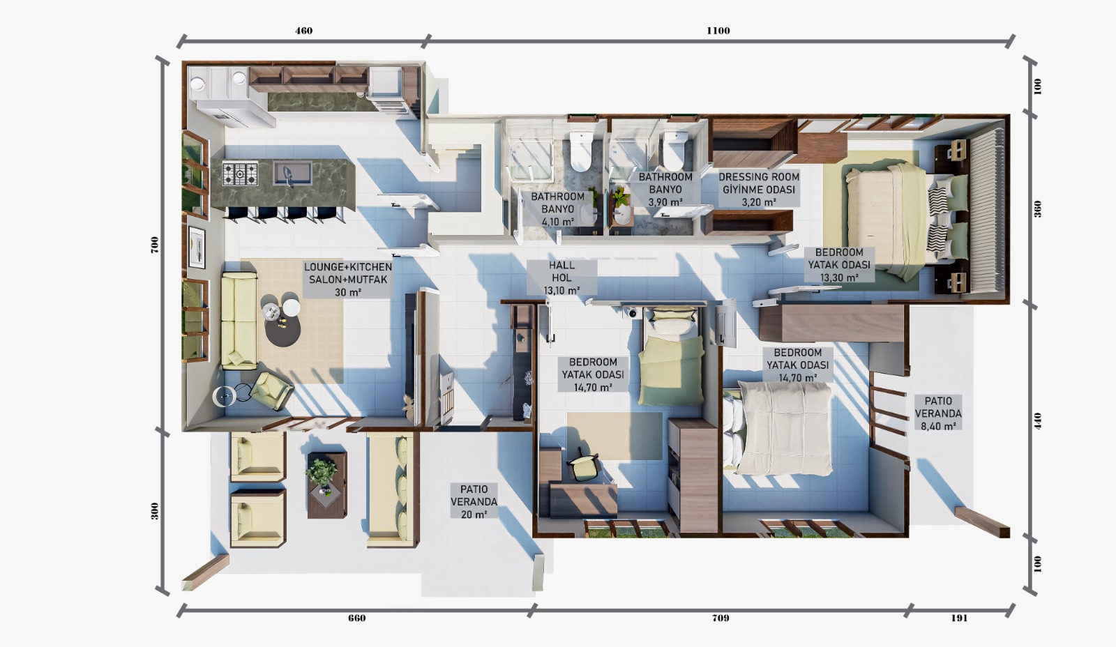 136 m² 3+1 Tek Kat Çelik Ev son görsel