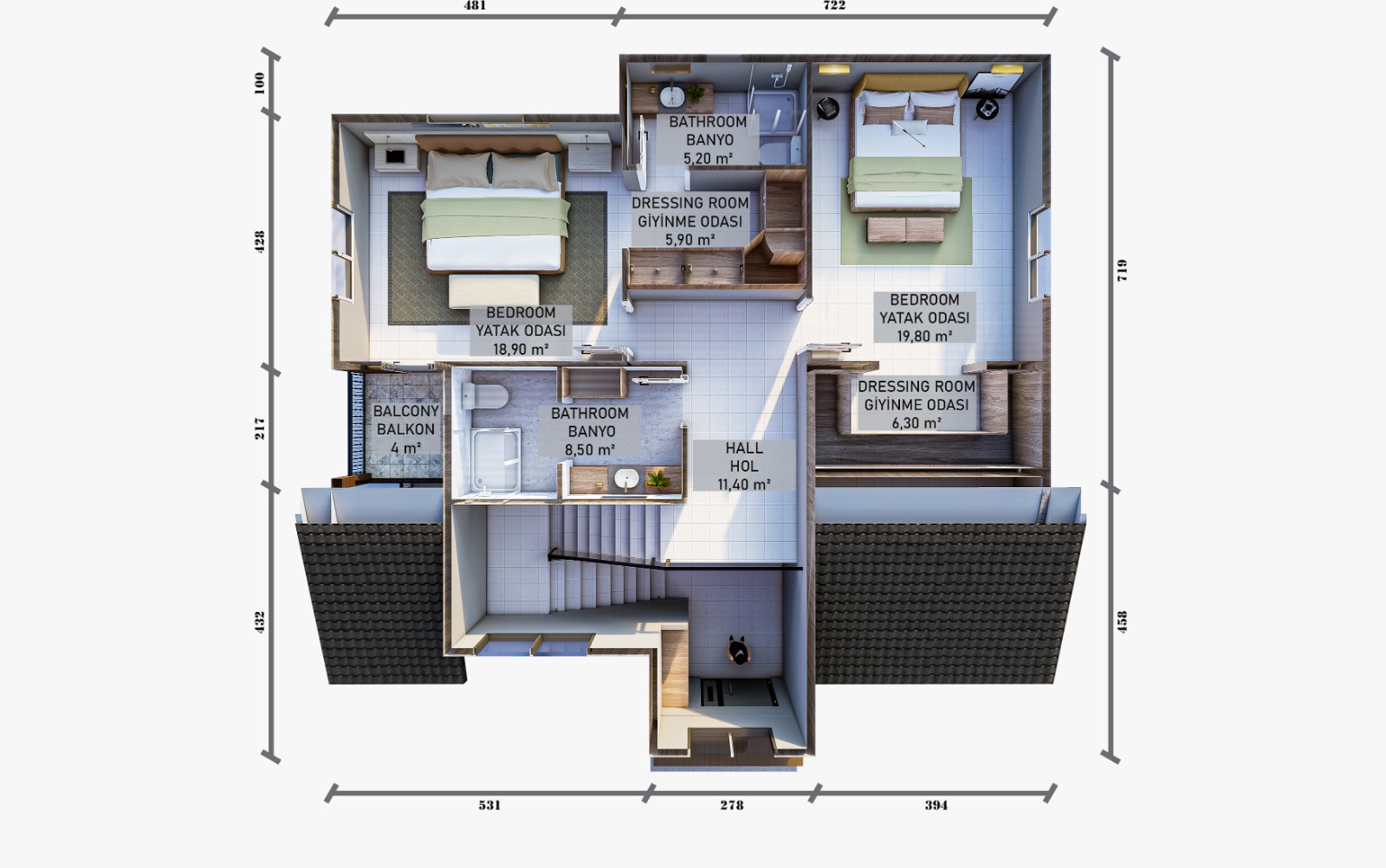 225 m² 3+1 Dubleks Çelik Villa son görsel
