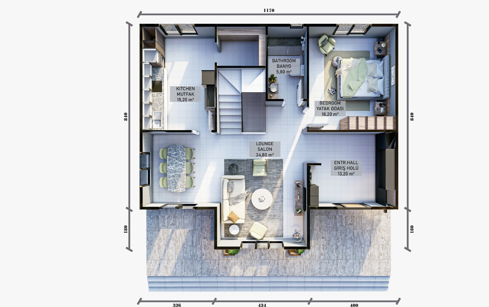 213 m² 4+1 Dubleks Çelik Villa görsel 6