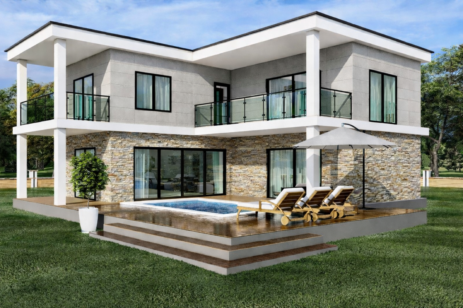 223 m² 5+1 Dubleks Çelik Villa görsel 2
